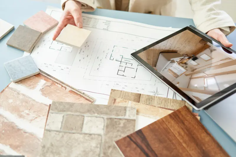 素材選びをする手元